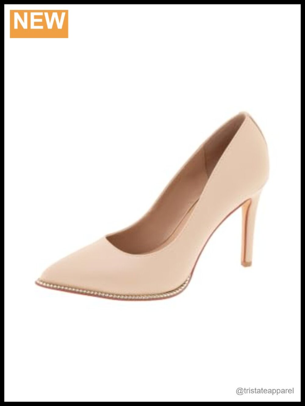 Classic Pointed Toe Stiletto Pump with Chain Welt Detail